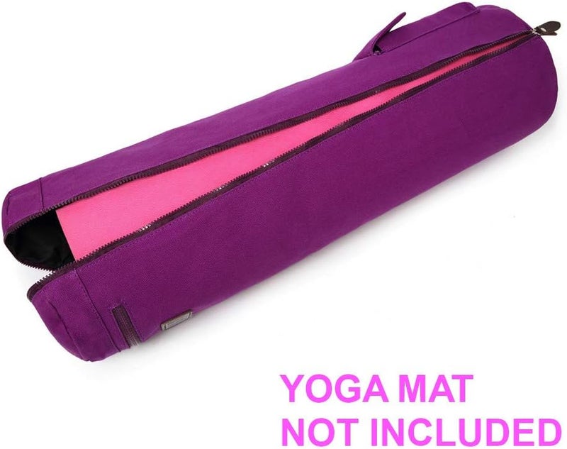 Fremous Yoga Mat Bag,Full-zip Exercise Yoga Mat Canvas Carry Bag for Women and Men - Double Storage Pocket,Easy Access Zipper, Adjustable Shoulder Strap and Handle,Fits Most Mat - Image 2